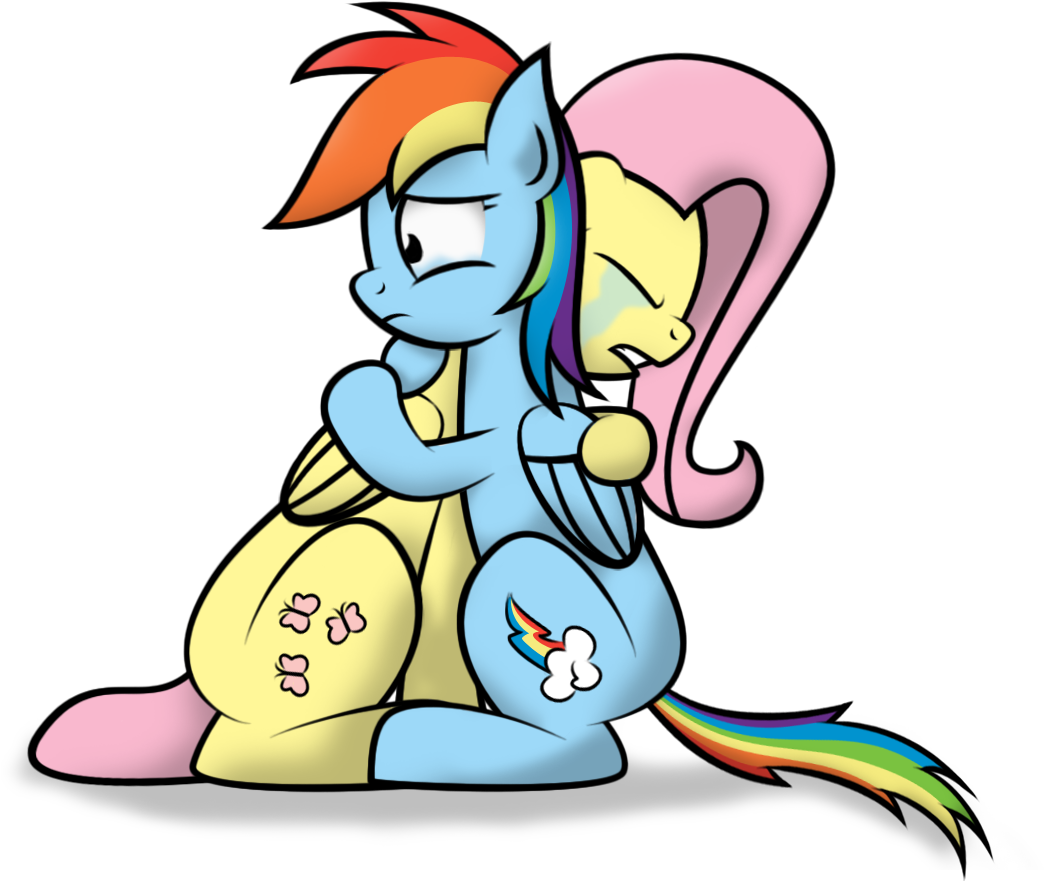 Comforting Hug Cliparts - Fluttershy Hugs Rainbow Dash (1200x960)