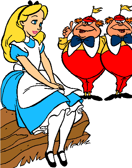 *alice, Tweedle Dee & Tweedle Dum ~ Alice In Wonderland, - Alice No Pais Das Maravilhas (449x593)