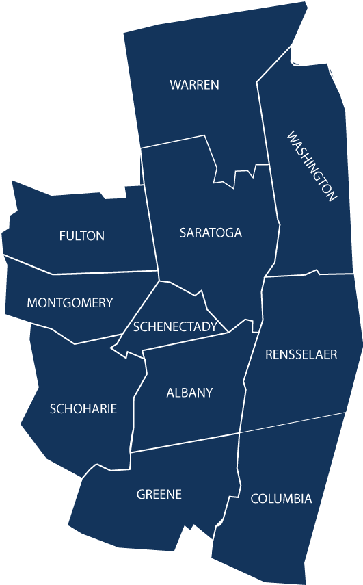 Areas Served - Ny Capital Region Map (531x855)