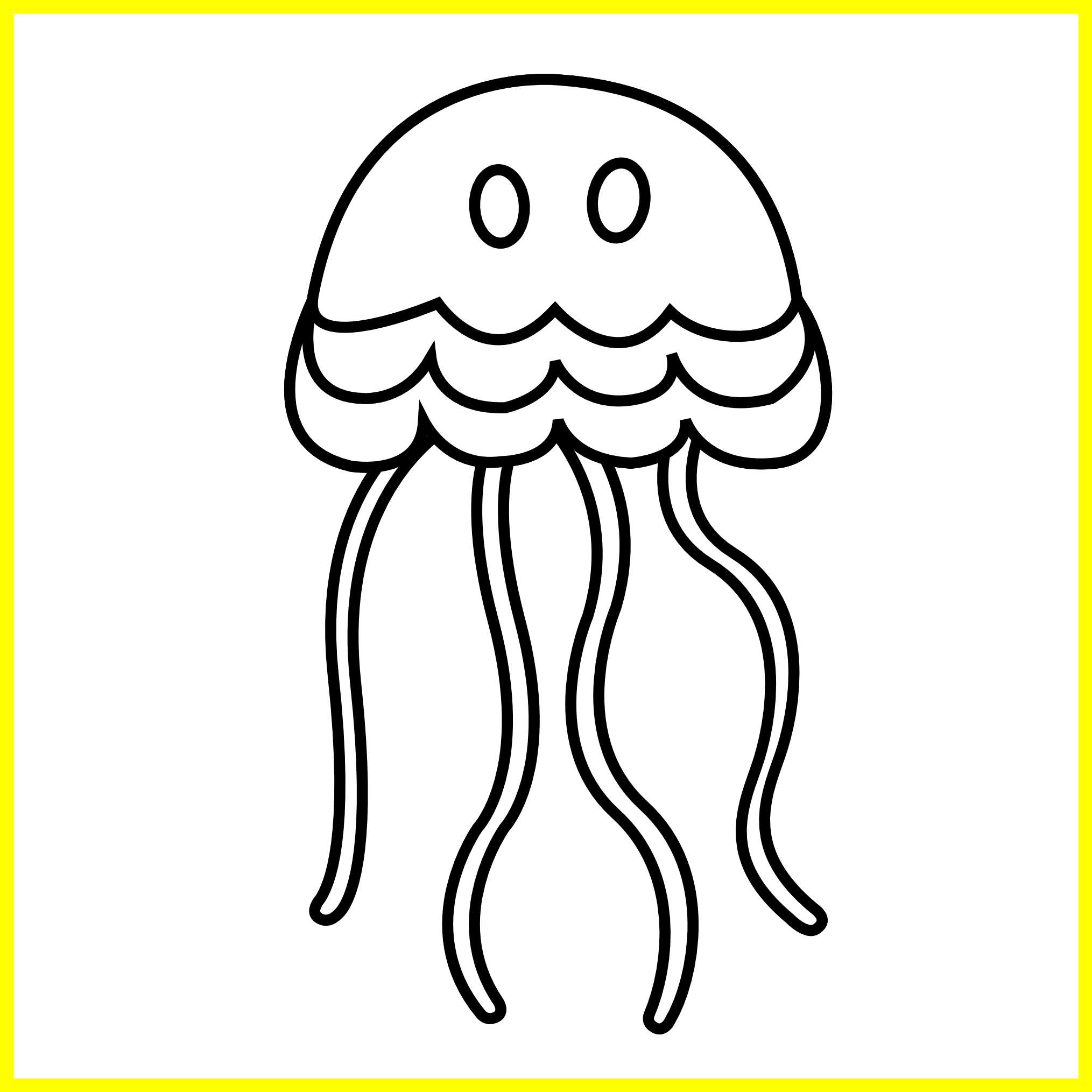 Stunning Jellyfish Black And White Clipart Of Fish - Jellyfish Black In White (2029x2029)