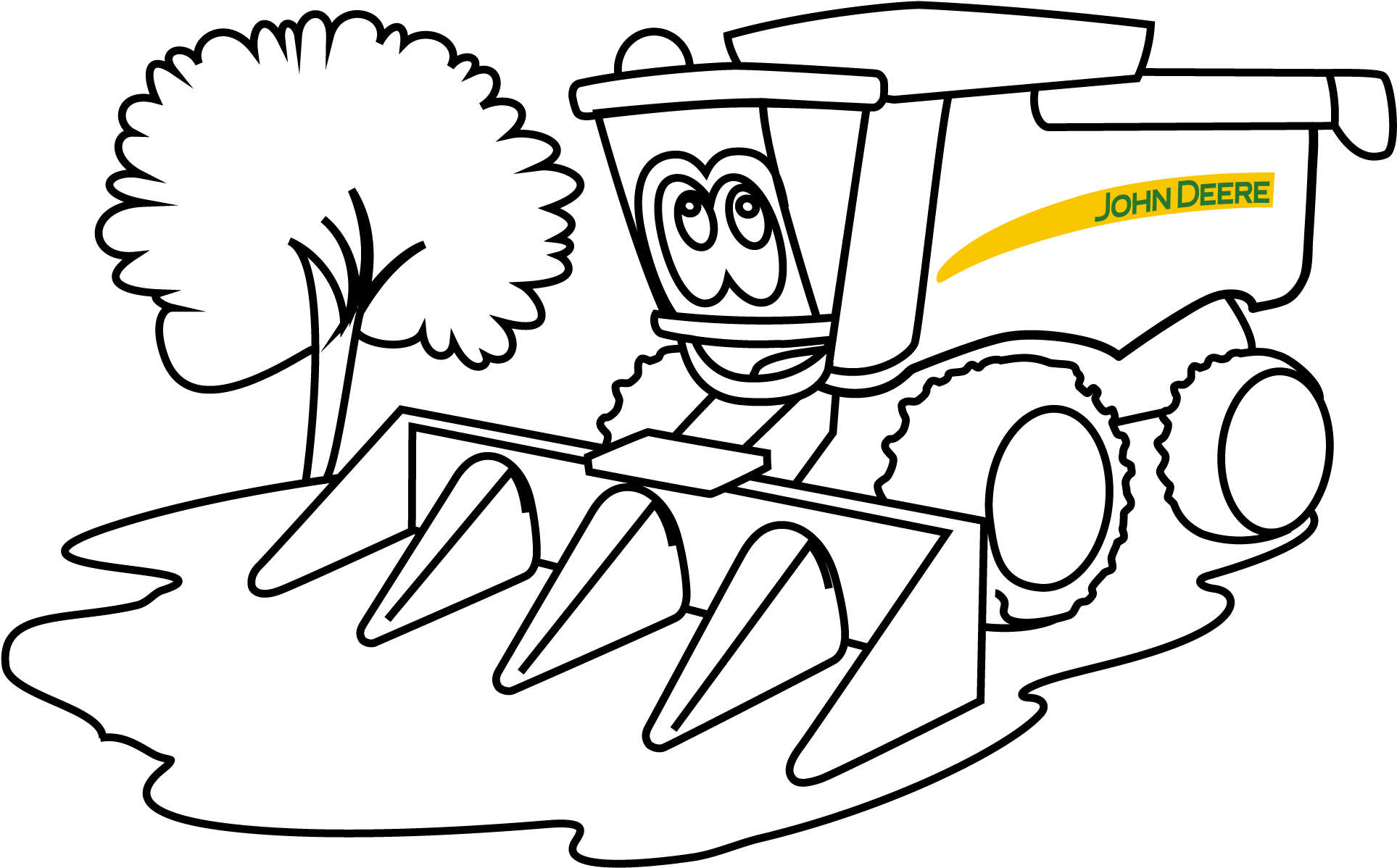 Fantástico Páginas Para Colorear Tractor John Deere - Cartoon (2000x1545)