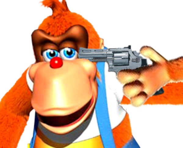 Donkey Kong 64 Donkey Kong Country Lanky Kong Video - Lanky Kong With Gun (600x486)