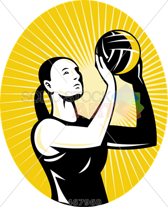 Stock Illustration Of Retro Cartoon Drawing Of Netball - Cartoon Netball (340x420)