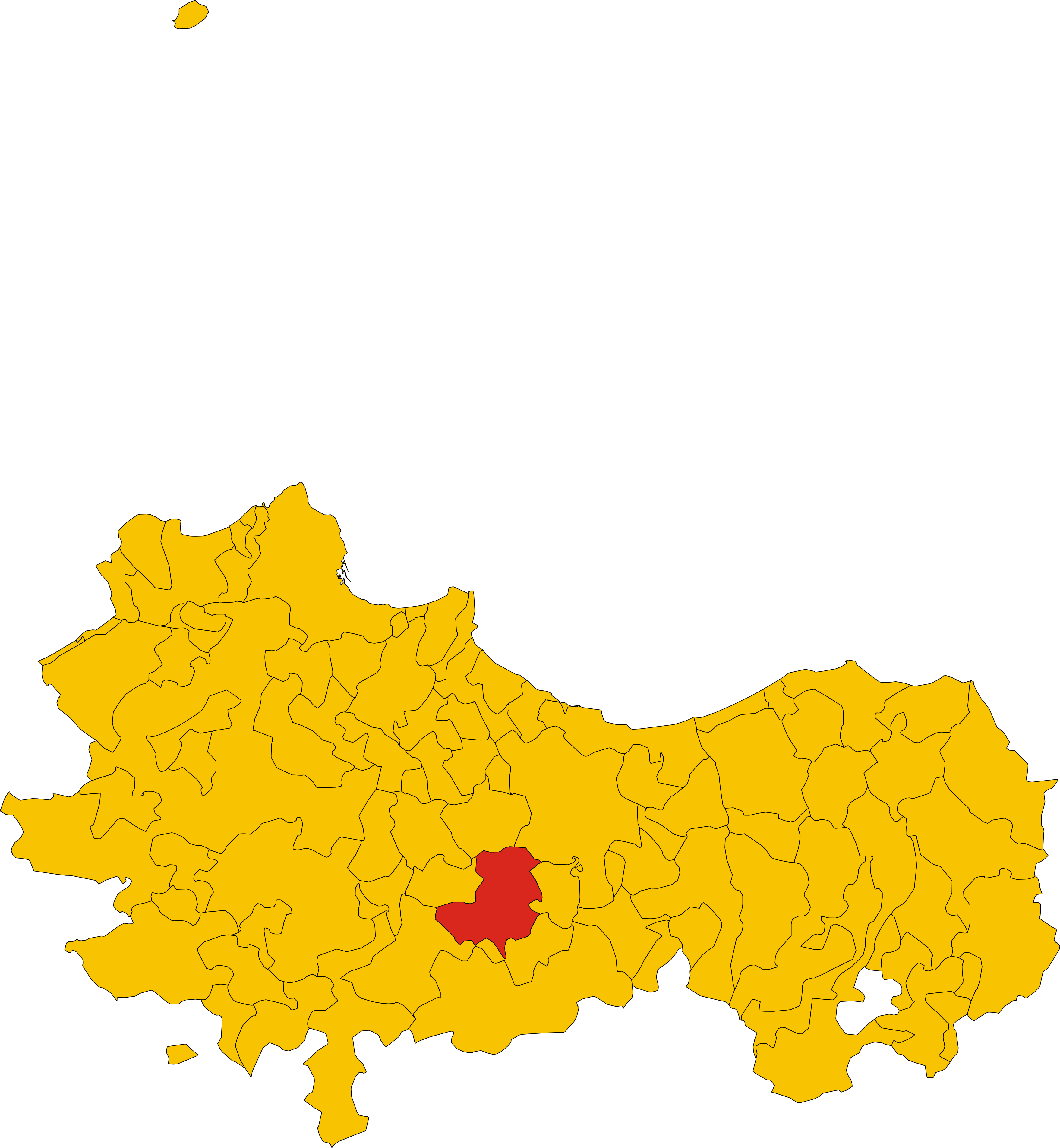 Map Of Comune Of Vicari - Corleone Region (3516x3808)