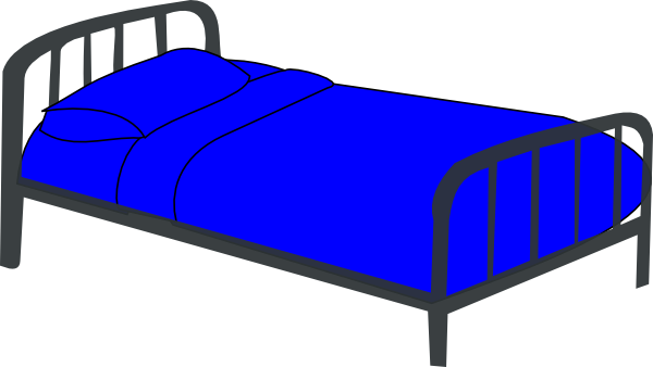 Clip Art Blue Bed (600x338)