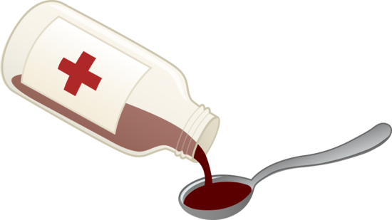 Cough Syrup And Spoon - Cough Syrup Clip Art (550x309)