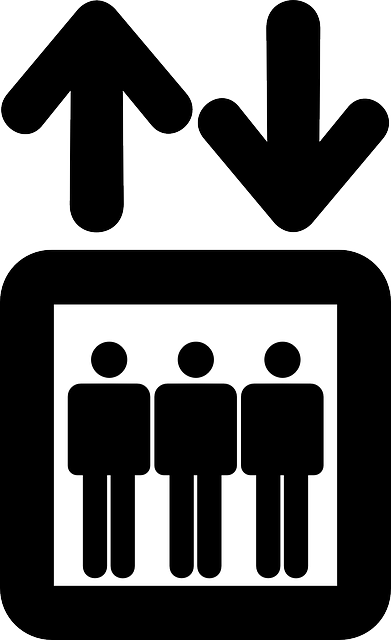 Sign, Symbol, People, Silhouette, Down, Lift - Elevator Sign Clipart (391x640)
