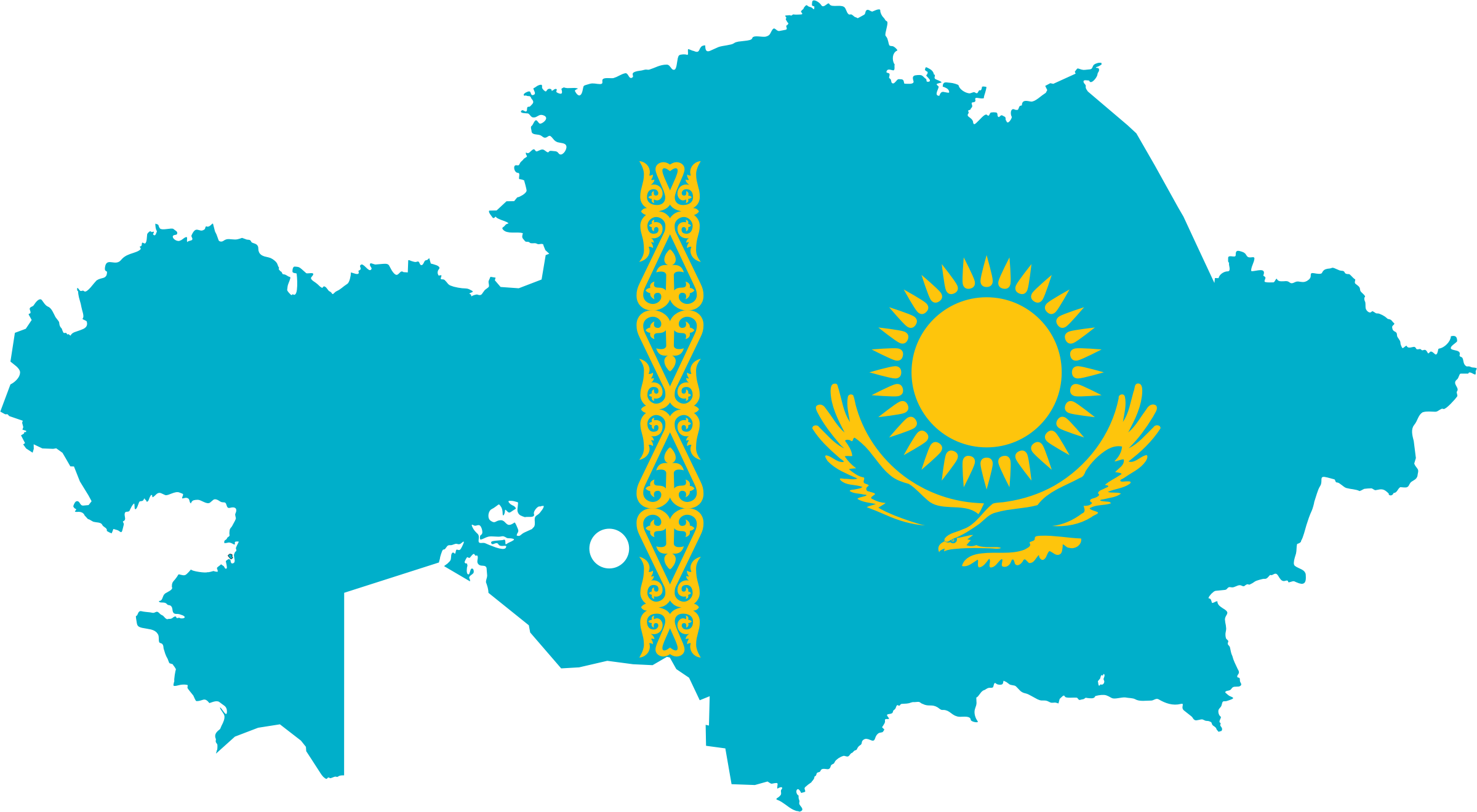 Flag Map - Kazakhstan Flag And Map (2400x1320)