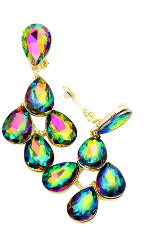 Multi Pear Drop Clip Earrings, Vitrail - Body Jewelry (500x500)