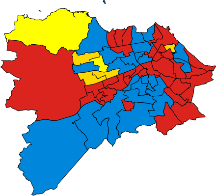 Map Showing Results In Edinburgh District Council Wards - Map (440x399)