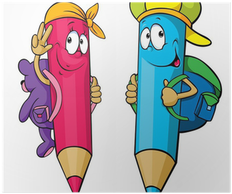 Colored Pencils Cartoon With School Bags On Their Backs - My First Activity Book (preschool Fun): All Ages Activity (400x400)