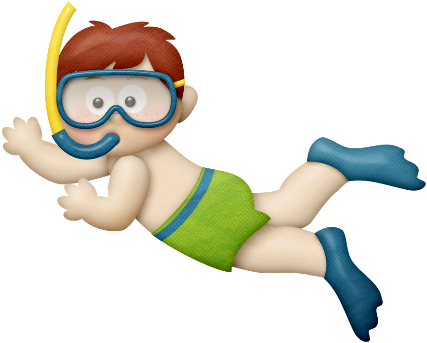 Summer Little Boy Diver Clip Art - Underwater Kids Clipart (900x719)