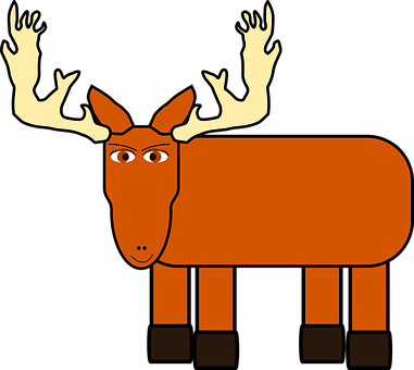 Brown, Moose, Animal, Staring, Antlers - Cartoon Moose Png (381x340)