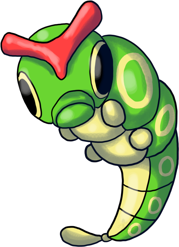 Caterpie Stares By Inkblot-rabbit - Caterpie (762x1049)