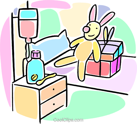 Hospital Room With Presents Royalty Free Vector Clip - Cartoon (480x437)