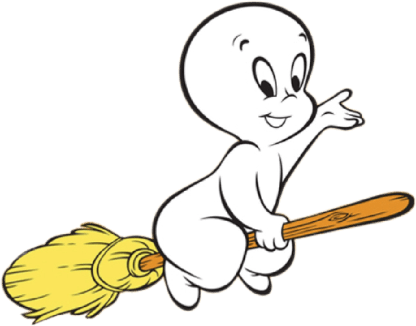 Casper Flying On A Broom - Ghost Casper Png (1481x1069)