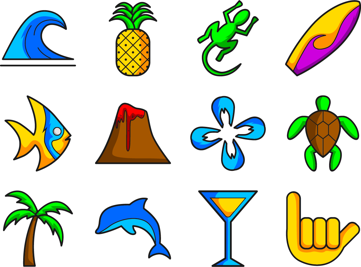 Hawaii Symbol Surfing Icon - Hawaii Symbol (1200x886)