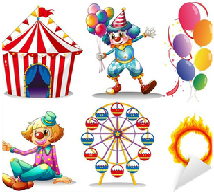 A Circus Tent, Clowns, Ferris Wheel, Balloons And A - Circus Decor Shower Curtain Set By Ambesonne, Lion (400x400)