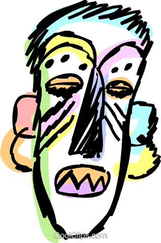 African Masks Royalty Free Vector Clip Art Illustration - Clip Art (318x480)