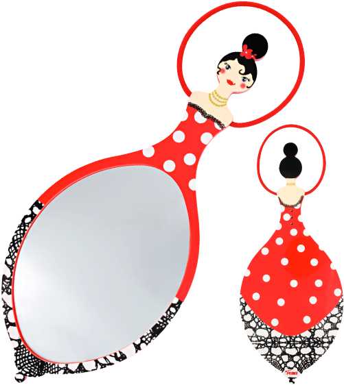 Glam Glam Mirror - Miroir À Main Glam Glam Rouge - Pylones (535x587)