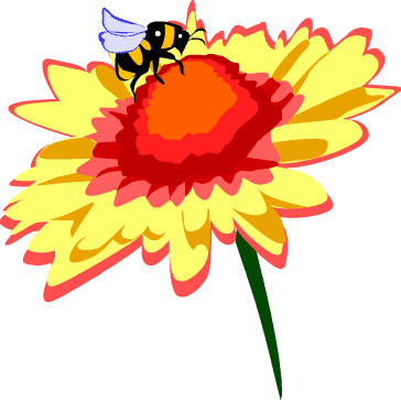 Bee Pollination Clipart - Bumble Bee On Flower Drawing (364x363)