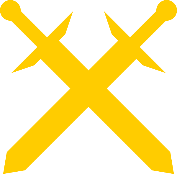 Golden Cross Swords Png (600x590)