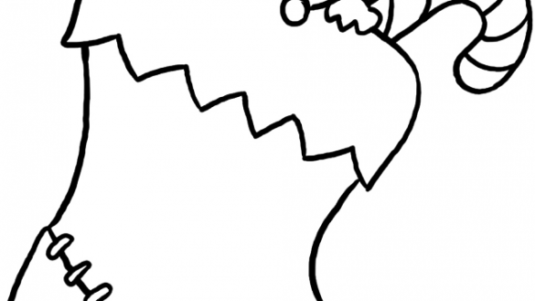 Black And White Christmas Stockings Contemporary Stocking - Coloring Book (585x329)