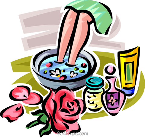 Woman Soaking Her Feet Royalty Free Vector Clip Art - Soak Clip Art (480x458)