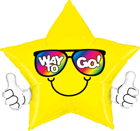 32" Thumbs Up Way To Go Yellow Star Balloon Instaballoons - Congratulations Way To Go (475x445)