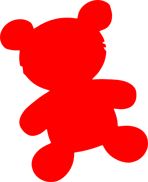 Red Clip Art Hxucxe Clipart - Teddy Bear Silhouette (486x595)