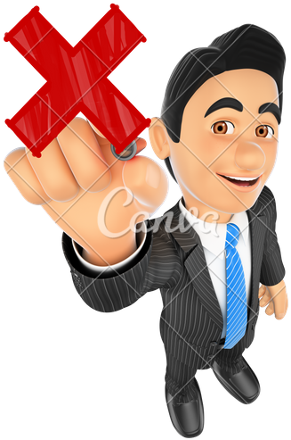 3d Businessman Drawing A Red Cross - Businessperson (392x550)