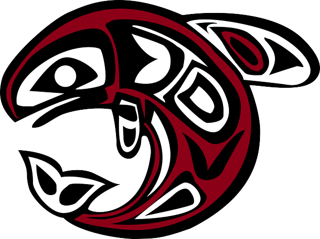 Diagram, Symbol, Drawing, Cartoon, Symbols, Fish - Native American Salmon Art (640x479)