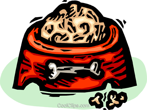 Dog's Food Dish With A Meal Royalty Free Vector Clip - Illustration (480x362)