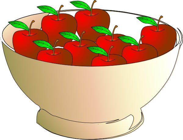 Bowl 9 Apples Clip Art At Clker - Bowl Of Apples Clipart (600x458)