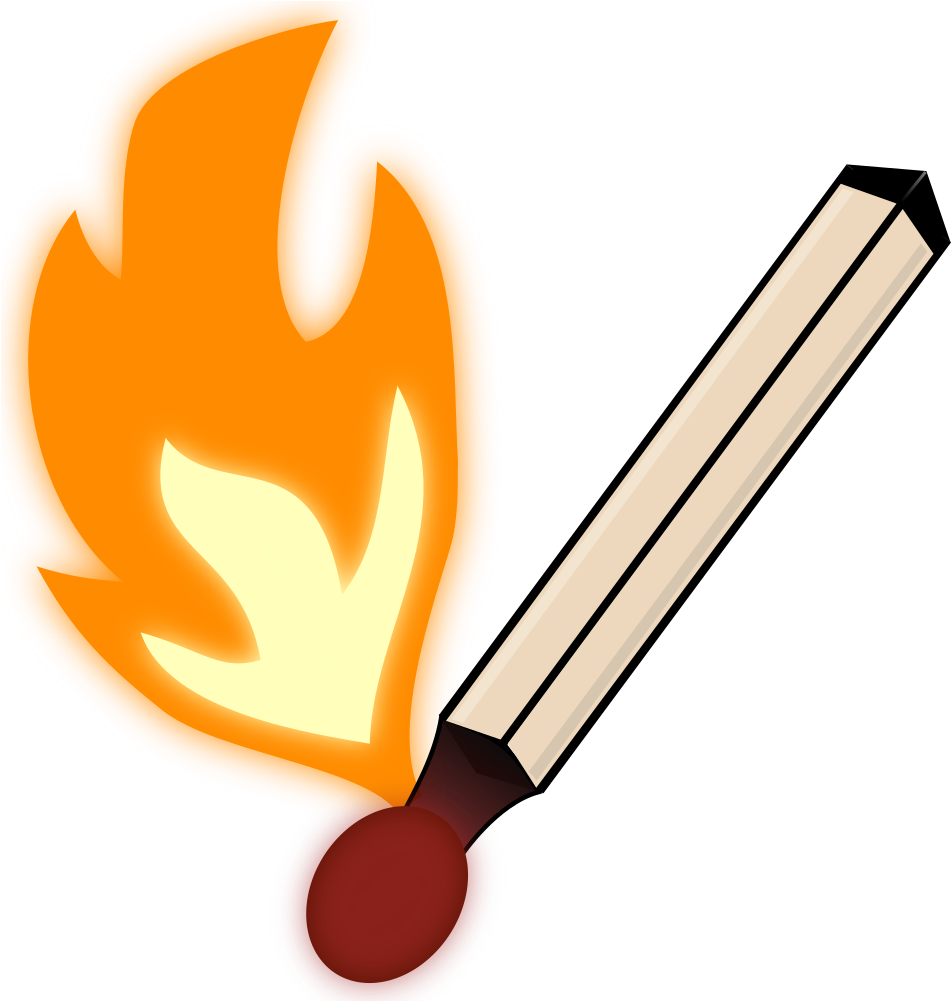 Burning Matchstick In Color - Clip Art (975x1000)
