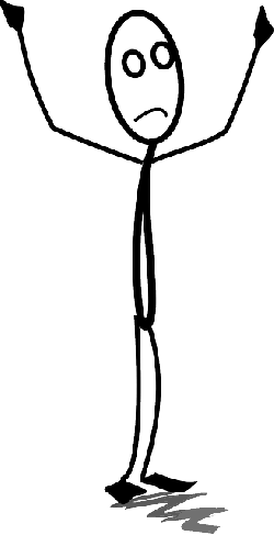 Question, Stickman, Stick Figure, Matchstick Man - Stick Figure Hands Up (250x487)
