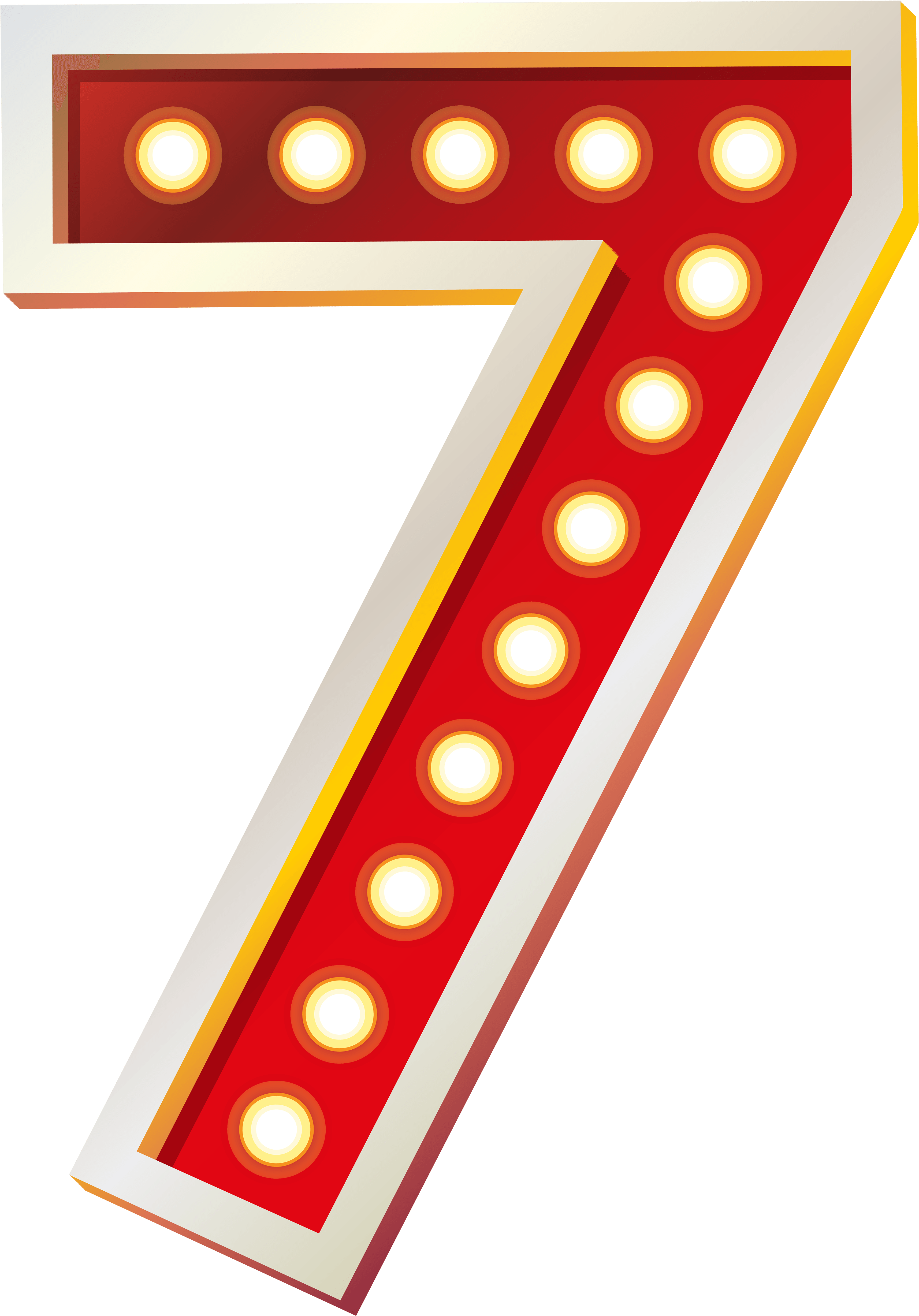 Red Number Seven With Lights Png Clip Art Image - Number Seven Png (3523x5000)