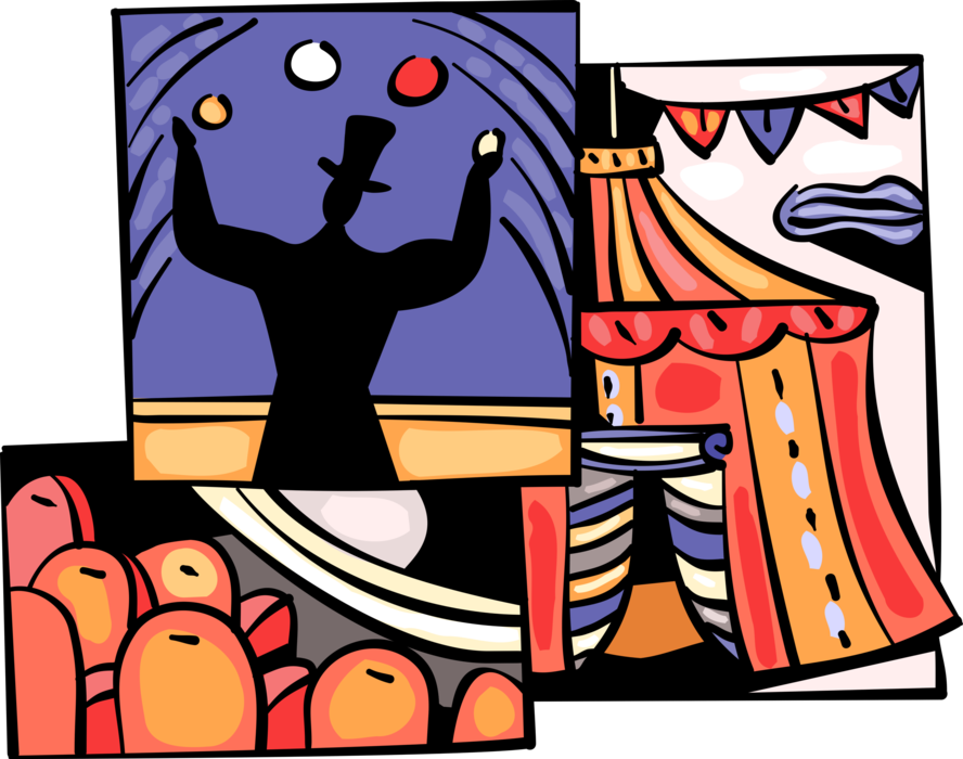 Vector Illustration Of Big Top Circus Performer Juggles - Vector Illustration Of Big Top Circus Performer Juggles (888x700)