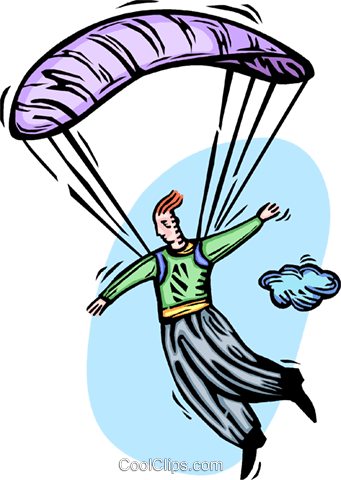 Man Floating To Earth With A Parachute Royalty Free - Parachuting (341x480)