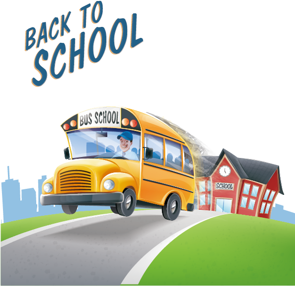 School Bus Bus Driver - Psd Back To School Vector (596x596)