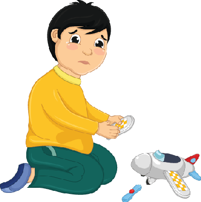 Boy With His Broken Toy Illustration - Boy With Broken Toy Clipart (398x399)