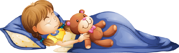 Young Girl Sleeping With A Toy - Girl Sleeping Clipart (710x212)
