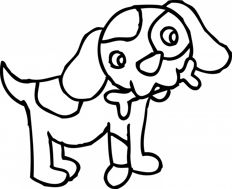 Black And White Dog Clipart - Cartoon Dog To Colour (768x627)