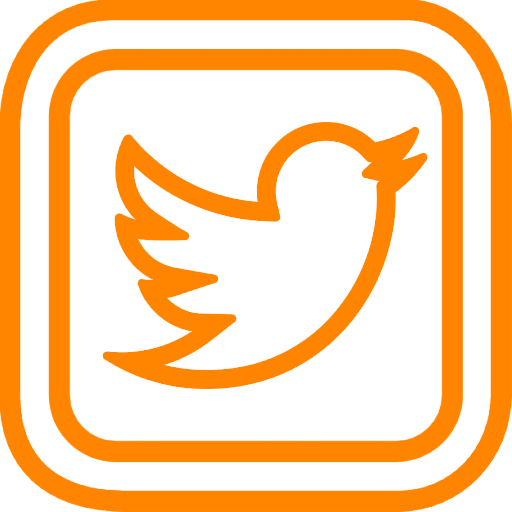 Social Twitter Outline Orange - Orange Twitter Logo Png (512x512)