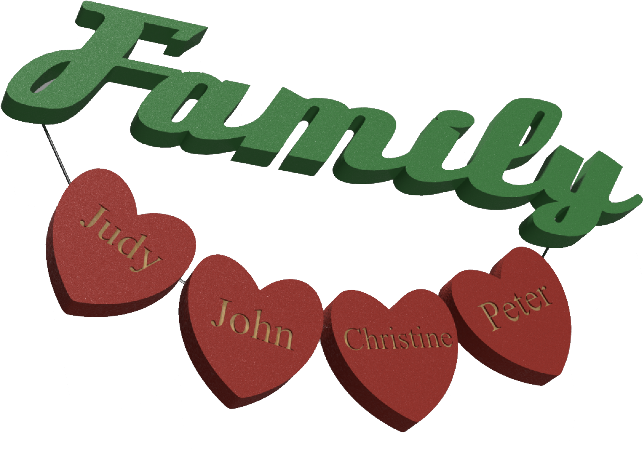 Personalized Family Names, Name Wood Engraving, Custom - Heart (2118x1534)