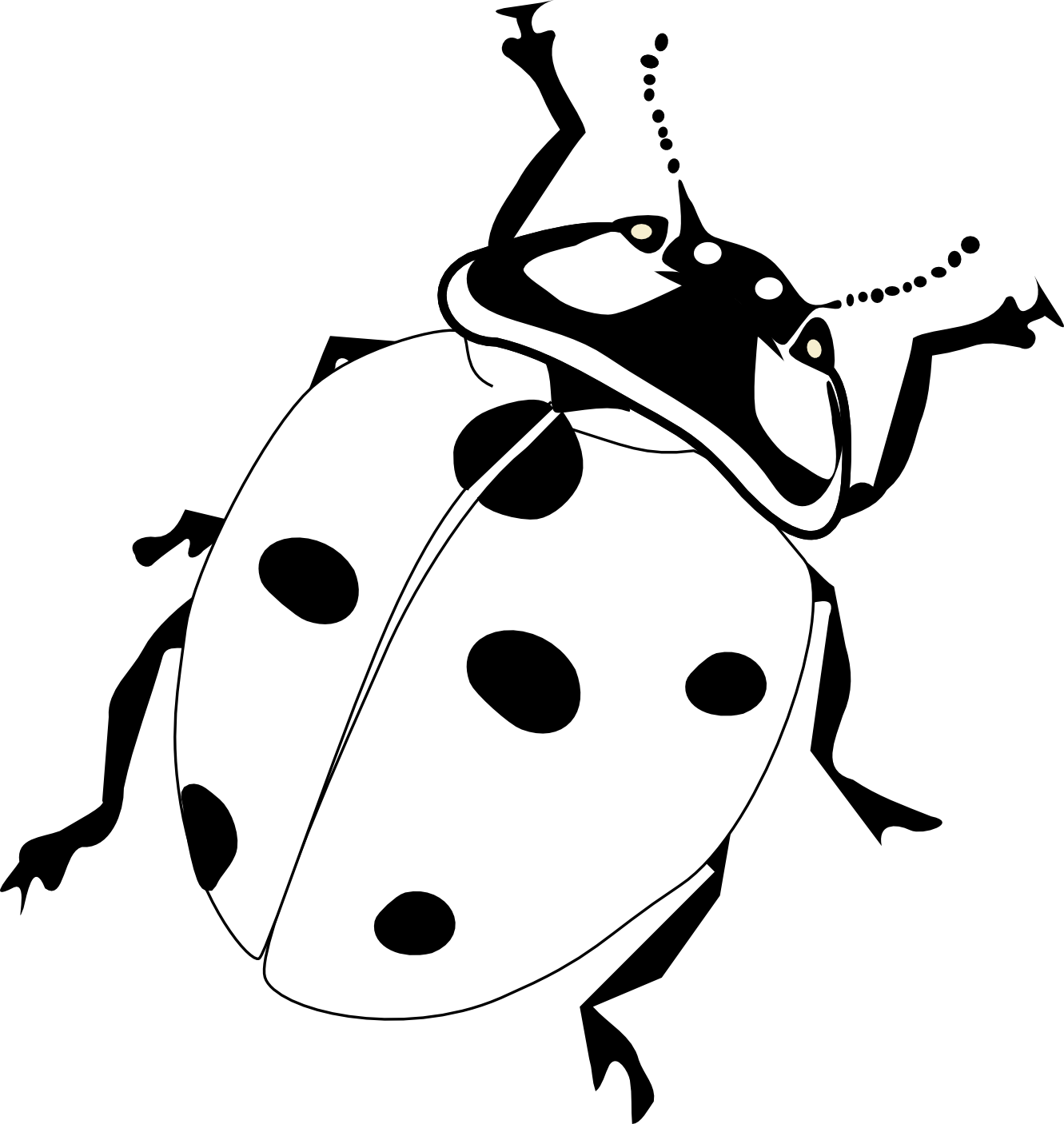 Adult Black And White Drawings Of Bugs Clipart Best - Ladybird Black And White (1331x1406)