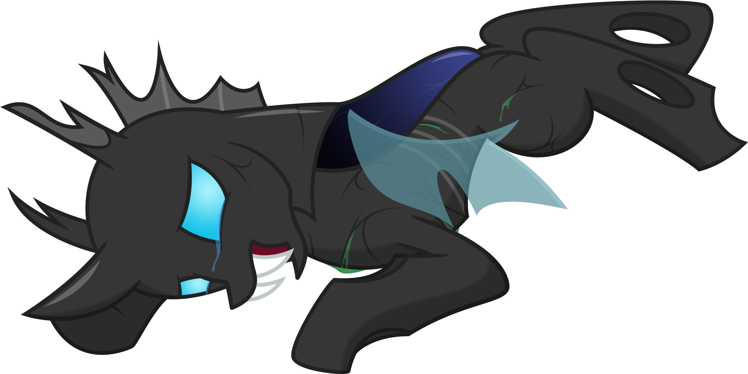 Defeated Changeling By Xyotic Defeated Changeling By - Mlp Changeling Sad (3000x1571)