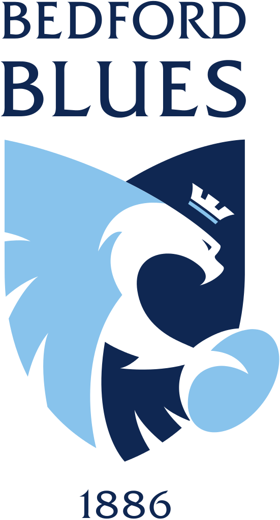 Green & Whites Defeated At Bedford - Bedford Blues Rugby Logo (551x1024)