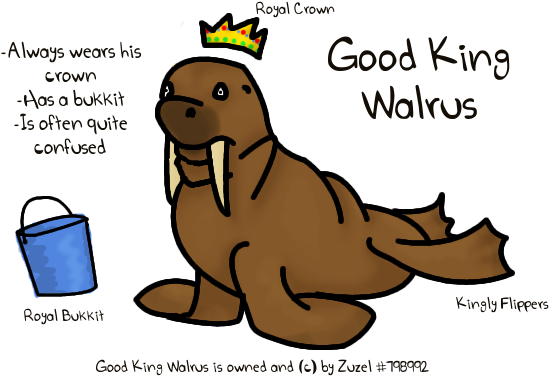 Good King Walrus By Cazi220 - Walrus Wearing A Crown (570x394)