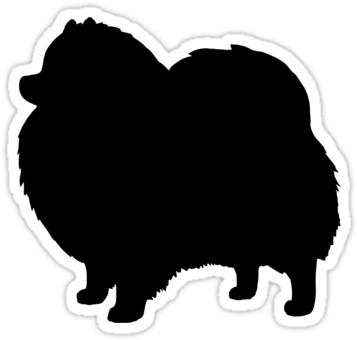 'black Pomeranian Dog Silhouette ' Sticker By Jenn - Animal Animal Animal Sticker (375x360)